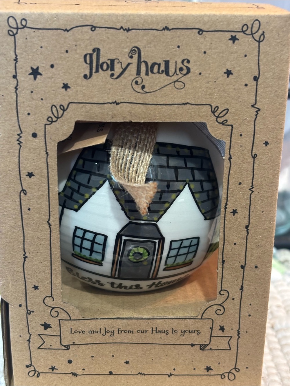 Glory Haus Hand Painted Ceramic Christmas Ornament New Bless this Home